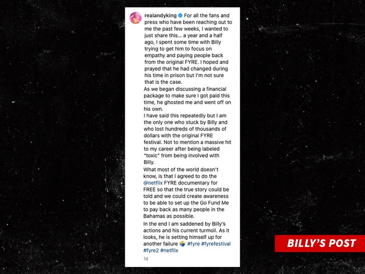 andy king fyre festival instagram post 1