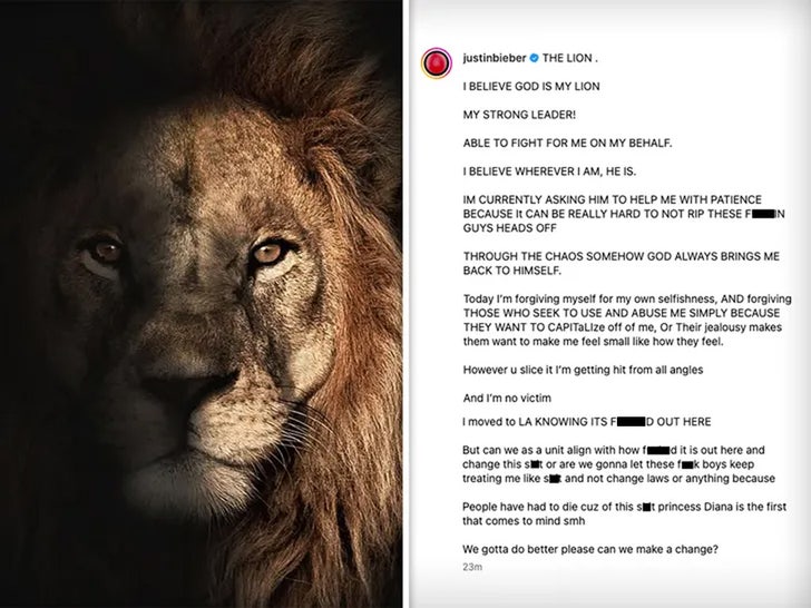 justin bieber instagram lion sub BLUR
