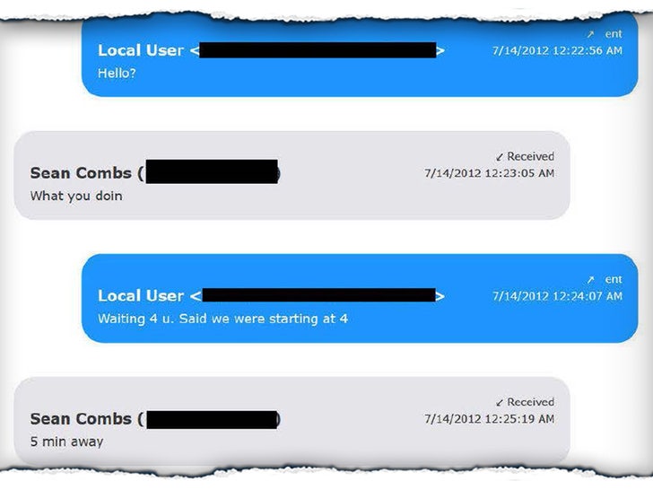 P Diddy & Cassie Text Exhibits